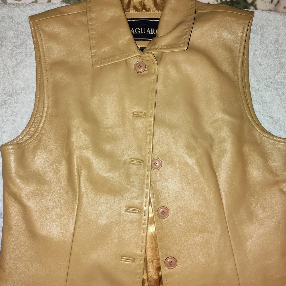 Elegant Tan Leather Vest for Women - Picture 1 of 4